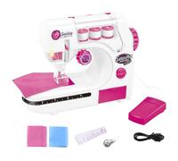Portable Sewing Machine Toy, Battery Powered Pretend Plaything Arts, Adorable Crafts Kit, Educational Sewing Machines Presents for Children Ages 3 and Up, Kids, White Pink