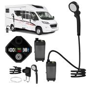 Portable Shower for Camping, Rechargeable Outdoor Travel Shower Pump with LED Display 3 Adjustable Spray Modes, Waterproof Handheld Showerhead Garden, Beach, Pet Bath, RV, Car