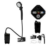 Portable Shower for Camping, Rechargeable Travel Pump, Waterproof LED Display Unit, Adjustable Spray Settings, for Garden, Beach, Pet Bath, RV, Car, Outdoor, 11.42x7.48x3.35 Inches