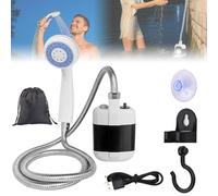 Portable Shower for Camping with Water Pump, Rechargeable USB Electric Shower Head Sprayer, High Pressure Pump 2 Modes IPX7 Waterproof, for Outdoor Camping, Hiking, Beach, Car Washing(Without light)