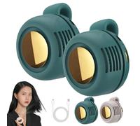 Portable Silent Mini Bladeless Fan Clip On, 2025 New 3 Speeds Portable Rechargeable Fans, Mini Whirlwind Fan for Waist Clip Fans with Clip,Portable for Travel, Outdoor, Office (Green*2)