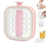 Portable Silicone Ice Ball Maker Kettle,2-in-1 Silicone Ice Cube Tray Mold with Pull Handles,Pull-Out Ice Ball Release,Leak Proof Multi-Functional Ice Cube Mold for Home, Parties and Travel (Pink)