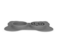 Portable Silicone Pet Bowl | Secure Foldable Dog/Cat Feeder Dish | Easy - Maintain Puppy Feeding Supplies with Suction Cup (Gray)