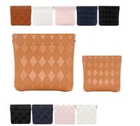 Portable Snap Tab Pouches, Auto-Close Organizer Bags, No Zipper Closure, Large Capacity for Makeup, Waterproof (Brown,Diamond)