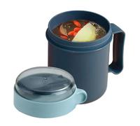 Portable Soup Cup - Breakfast Cup 500ml | Wide Mouth Cereal Bowl with Foldable Spoon | Leak-Proof Food Container with Lid for Oatmeal, Milk, and Soup | Ideal for School, Office, Travel, Picnic, Gym