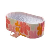 Portable Spa Tub, Mobile Ice Recovery, Foldable Bath, Space Saving Aqua Bucket, 59.06x21.65x19.69 Inches, Ideal Choice for Fitness Enthusiasts, and Wellness Seekers, Gold and Pink