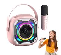 Portable Speaker Microphone, Handheld Singing Device, RGB Lights1200mah Rechargeable, Music Amplifier for Home, Party, Performance, Black, White, Pinky, Yellow