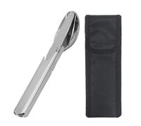 Portable Stainless Steel Flatware Set | 4-in-1 Travel Cutlery Kit With Oxford Storage Pouch Spoon Fork Knife Bottle Opener Multi Tool Heavy Duty Reusable Dining Utensil Set For Camping Picnic Hiking H