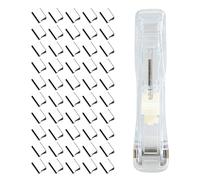 Portable Stapler - School Push Binder Clamp Dispenser, Reusable Binder Clip Stapler for Document, Home School Office, Travel Classroom Library, Easy to Use, Compact and Lightweight