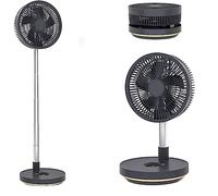 Portable Telescopic Folding Fan，10 inch Oscillating Fan, Battery Operated Fan Adjustable Height, USB Rechargeable Home Office Outdoor Camping Tent Travel (Color : Gray)