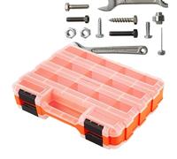 Portable Tool Box Organizer - 34 compartments | Double sided Hardware Container With Transparent Lid, Ideal For Nails, Bolts, Nuts, Sockets, Small Parts, Electronics, Beads, Crafts, And Workshop