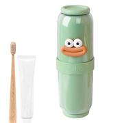 Portable Toothpaste and Toothbrush Container, Space-Saving Travel Mouthwash Cup with 4 Toothbrush Cups, Multipurpose Bathroom Storage, 8.78x2.83 Inches, Creamy, Gray, Green