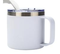 Portable Travel Cup - 12oz Stainless Steel Drinking Cups, 3.46 inches Double Wall Insulated Coffee Mug with Lid Handle, Spill Proof Thermal Cup for Home Travel Beverage Accessories