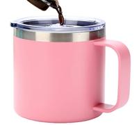 Portable Travel Cup - 12oz Stainless Steel Drinking Cups, 3.46 inches Double Wall Insulated Coffee Mug with Lid Handle, Spill Proof Thermal Cup for Home Travel Beverage Accessories