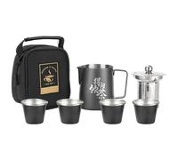 Portable Travel Tea Set - Stainless Steel Teapot with Strainer, Outdoor Tea Kit | Compact Design with 600D Oxford Storage Bag, Lightweight Sharing Set for Camping and Picnics