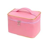 Portable Travel Wash Bag Female Transparent Waterproof Makeup Storage Pouch Large Capacity Cosmetic Organizer Beauty(Gold Pink)