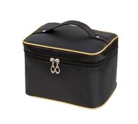 Portable Travel Wash Bag Female Transparent Waterproof Makeup Storage Pouch Large Capacity Cosmetic Organizer Beauty para Viajes de Negocios, Viajes, Gimnasio(Gold Black)