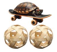 Portable Turtle Foraging Ball - Rubber Tortoise Treat Ball | Fruit Vegetable Feeder Holder with Skateboard, 2 Treat Balls, Tortoise Toys For Small Animals Pets Tortoises Turtles