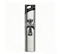 Portable Ultra-Slim Butane Lighter - Windproof Jet Flame; Electroplated Finish; Adjustable Flame Size; Classic Gift Choice (Fuel Not Included)(Silver3)