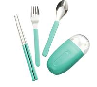 Portable Utensils, Stainless Steel, 11.5x5.6cm, Tableware Set, Detachable Reusable, Case Included, Easy Clean, Fork Spoon, Chopsticks Cutlery, Lunch, School Work, Picnic Travel