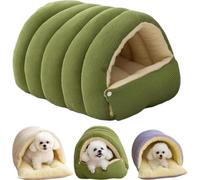 Portable Washable Winter Pet Bed, Enclosed Pet Resting Bed,Warm Cat And Dog Cave House, Soft Plush Winter Cave Style Beds,for Small Medium Large Kitten Puppy Indoor Living Room Garden Yard (Green,M)