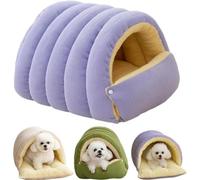 Portable Washable Winter Pet Bed, Enclosed Pet Resting Bed,Warm Cat And Dog Cave House, Soft Plush Winter Cave Style Beds,for Small Medium Large Kitten Puppy Indoor Living Room Garden Yard (Purple,M)