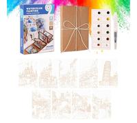 Portable Watercolor Paint Set, Travel Drawing Kit, 12x8 Inches Watercolor Painting Set with Brush Pen, Artist Palette, Paint Sets with Compact Build, Art Kit for Students Hobbyists Travelers