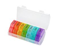 Portable Weekly Pill Organizer, Color Coded Pill Organizer, Small Medicine Container, Weekly Supplement Organizer 6.3x3.15x3.15 Inches for Supplements Storage, Medicine (Multicolor)