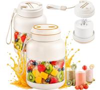 Portable Wireless Juicer Cup, Fresh Juice Portable Blender, Electric Juicer Cup, Freshly Juiced in 40s, Multifunctional Blender Bottle (B+White, 1300ml)
