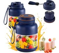 Portable Wireless Juicer Cup, Fresh Juice Portable Blender, Electric Juicer Cup, Freshly Juiced in 40s, Multifunctional Blender Bottle (B+Blue, 800ml)