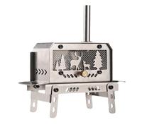 Portable Wood Burning Stove - Stainless Steel Compact Outdoor Wood Heater, Multi-Use Travel Cooking Stove | Puerta De Incienso De Árbol De Navidad Decorativo, Ornamento De Mesa De Alces Para Camping