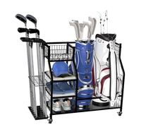 Portabolsa de golf genérico | Soporte de organización robusto | Organizador de almacenamiento de golf muy grande con ruedas - para almacenamiento en casa, sótano, cobertizo, accesorios de bolas y