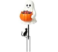 Portabones fantasma Halloween estaca de jardín decoración de pie truco oro | Adorable Portabones Trick or Treat Para Jardín Patio Césped Porche Callejones Exterior Casa Fiesta