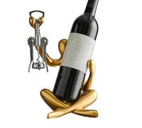 Portabotellas de vino, botellero de encimera | Soporte de vino de resina con colgador de abrebotellas | Decoración de mesa de comedor decorativa botella de vino decorativa independiente para los