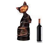 Portabotellas de vino - Escultura de figura de gato | Adorno de soporte de metal - Estatua de animal lindo, accesorio de almacenamiento, hecho a mano, de hierro, decoración de regalo de cocina