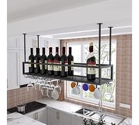 Portabottiglie Portabottiglie Appeso A Soffitto Portabottiglie Moderno A Parete Portabottiglie Calici Bicchieri Ripiano In Metallo Per Bar Di Casa, Sala Da Pranzo, Cucina - Nero (Dimensioni : 80x25x21cm)