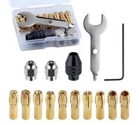 Portabrocas, adaptador de acero de 0,5 - 3,2 mm con - 15 piezas portabrocas para herramientas rotativas, para perforación, procesamiento de metales, torneado, grabado taller Hobby