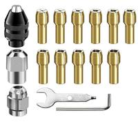 Portabrocas Compatible con Dremel 16 Piezas de Latón Precisión 1/32" a 1/8", Sustituye 4486 sin Llave, Herramienta Rotativa Accesorio para Cambiar (0.5-3.2mm)