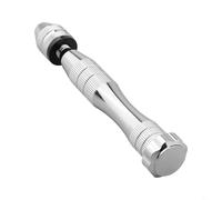 Portabrocas de mano de 0,3 a 3 mm para reparación de joyas de relojero, herramienta de destornillador de tornillo giratorio, herramienta de perforación manual con tapa redonda de acero, plateado