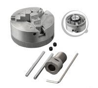 Portabrocas de torno manual autocentrante de 3 mordazas, acero de alto carbono con pernos de montaje, llave para carpintería, torneado de metal, abrazadera máxima de 48 mm, plata Reino Unido