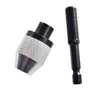 Portabrocas Manual sin Llave, Portabrocas Brocas eléctricas autoapretadas de 0,3-6,5 mm Herramientas de fijación de Pinza; Convertidor de Cambio rápido de vástago Hexagonal(0.3 3.6mm Silver)