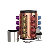 Portacápsulas Café Giratorio 360° Compatible con Nespresso y Dolce Gusto - Organizador Cápsulas 24 - Acero Inoxidable y Metacrilato - Diseño Elegante para Cocina y Oficina