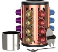 Portacápsulas Café Giratorio 360° Compatible con Nespresso y Dolce Gusto - Organizador Cápsulas 24 - Acero Inoxidable y Metacrilato - Diseño Elegante para Cocina y Oficina