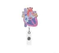 Portacarrete de insignia de cerebro con construcción acrílica, cordón retráctil y clip giratorio para uso (corazón)