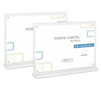 Portacartel Metacrilato A4 21x30cm Horizontal Pack 2 Imán Neodimio Ultra Transparente Diseño Elegante Carteles Promocionales Cartas Menú Fotos Oficinas Comercios Mostradores