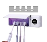Portacepillos con Ventilador, esterilizador UV para cepillos de Dientes con 4 Ranuras, Organizador de cepillos de Dientes con Temporizador de 360 Grados, montado en la Pared para baño