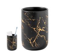 Portacepillos de dientes de cerámica - Organizador de vasos de cepillos de dientes naturales | Organizador de almacenamiento con agarre cómodo para cepillos de maquillaje y pasta de diente | Taza de