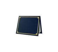 Portacertificados LUXPaper de 9.5"" x 12"" con borde dorado en relieve de lino azul n utico, cubierta de 100 lb, 50 unidades
