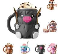 Portacongelados Highland Cow con asa anticongelante y dos cucharas, funda reutilizable impresa en 3D para helados, polos y latas de cerveza, bonito regalo decorativo con forma (BLACK)