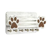 Portacorreas Para Perros De Pared | Estante Flotante Decorativo Con Patita Adorable 6 Ganchos | Organizador de Correas para Perros,para uso en interiores entrada cocina dormitorio apartamento y pasill
